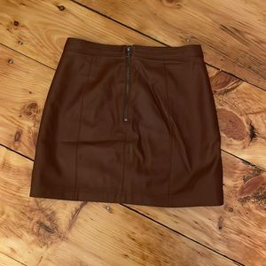 Brown faux leather mini skirt